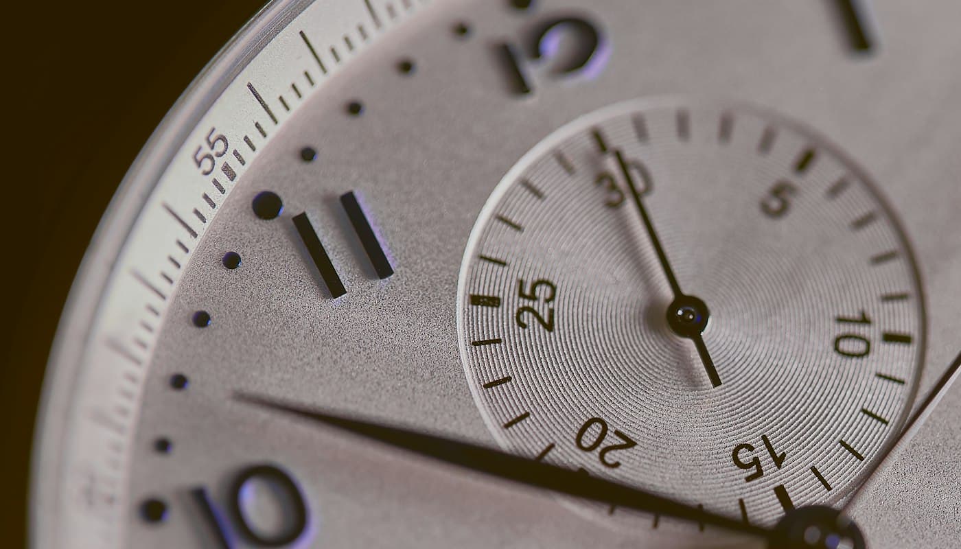 Close-up of a stopwatch dial